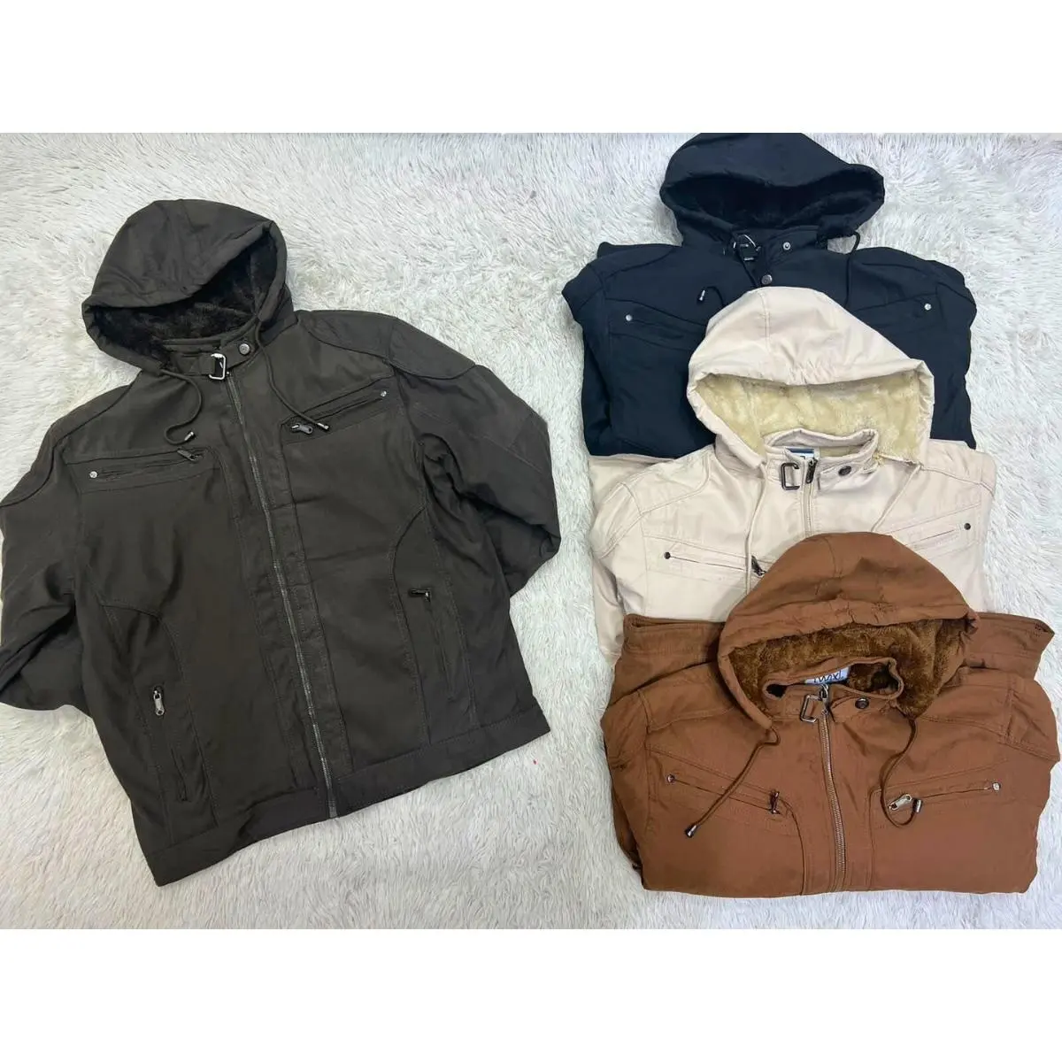Jaqueta Sarja Masculina Com Capuz Removível Forrado